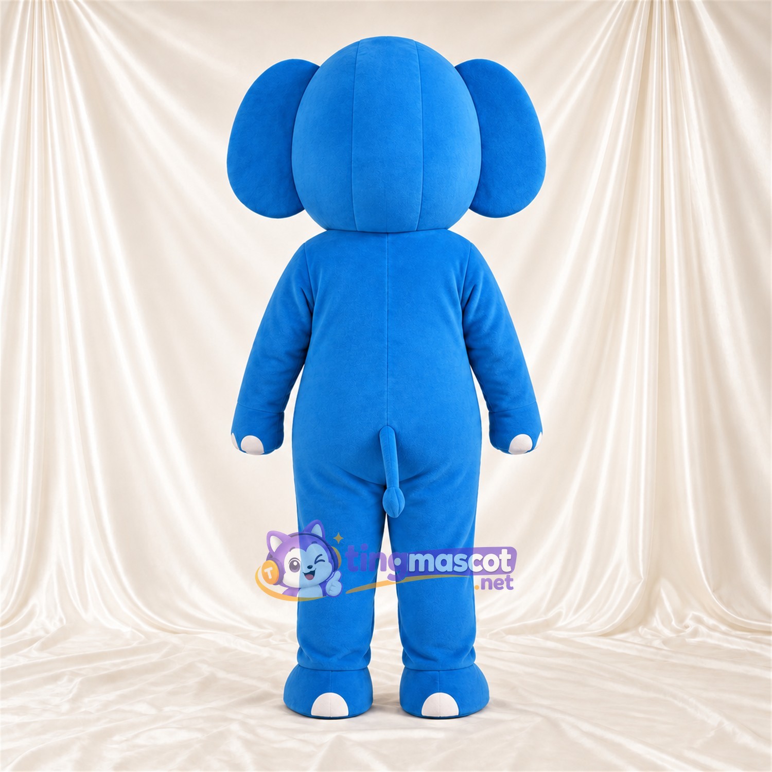 Costume de mascotte Éléphant – bleu – Griffes (blanc); Petite trompe Costume de mascotte Éléphant – bleu – Griffes (blanc); Petite trompe