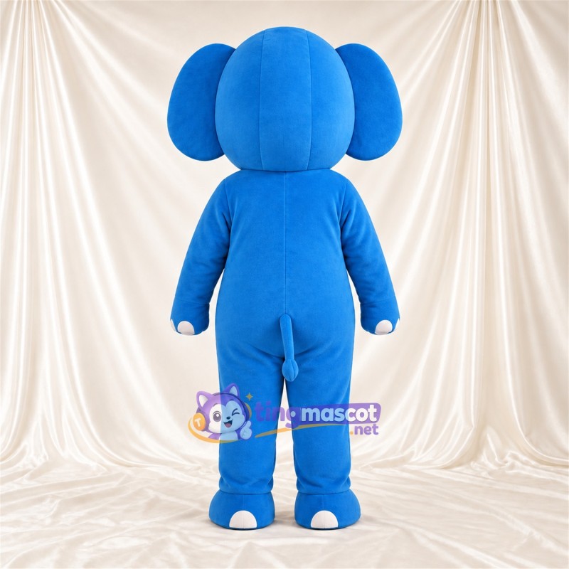 Costume de mascotte Éléphant – bleu – Griffes (blanc); Petite trompe Costume de mascotte Éléphant – bleu – Griffes (blanc); Petite trompe