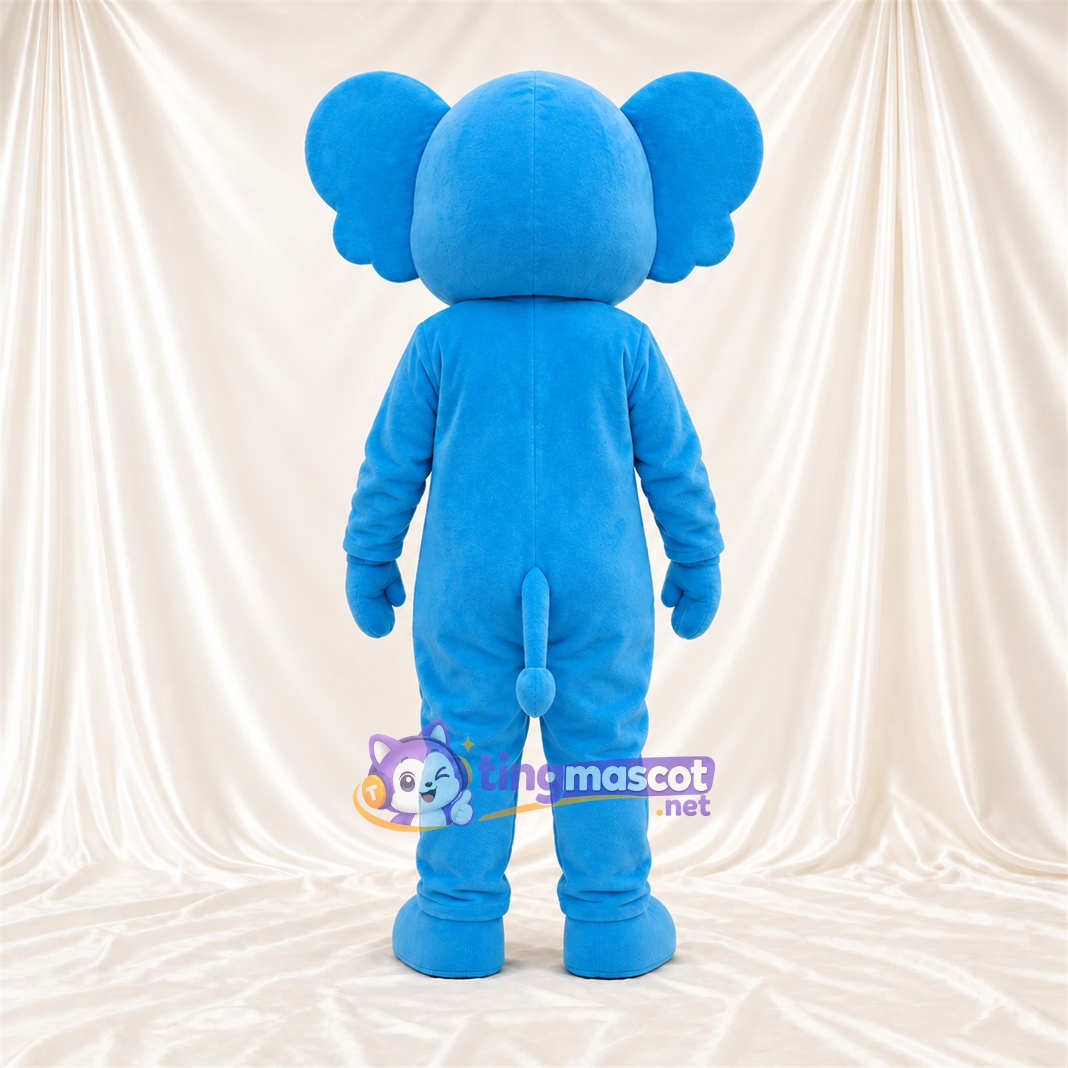 Maskottchenkostüm Elefant – blau – Lächelndes Gesicht; Kurzer Rüssel Maskottchenkostüm Elefant – blau – Lächelndes Gesicht; Kurzer Rüssel