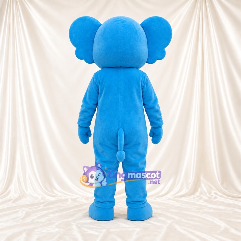 Maskottchenkostüm Elefant – blau – Lächelndes Gesicht; Kurzer Rüssel Maskottchenkostüm Elefant – blau – Lächelndes Gesicht; Kurzer Rüssel