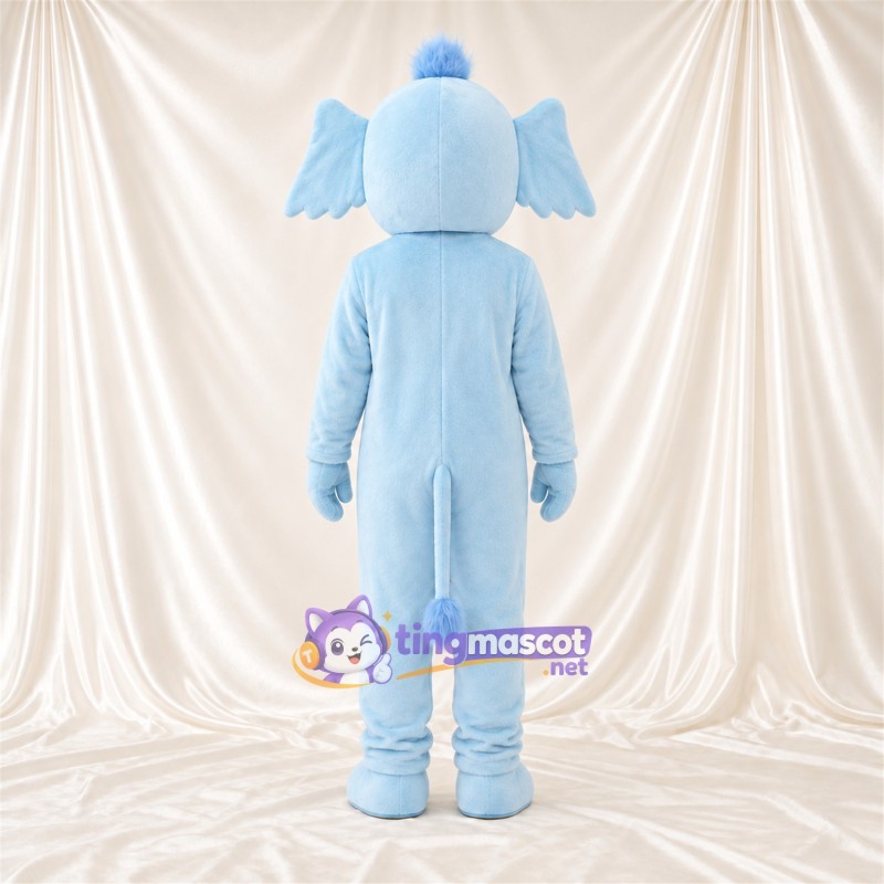 Blue Elephant Mascot Costume - Floppy Ears and Head Tuft Blue Elephant Mascot Costume - Floppy Ears and Head Tuft