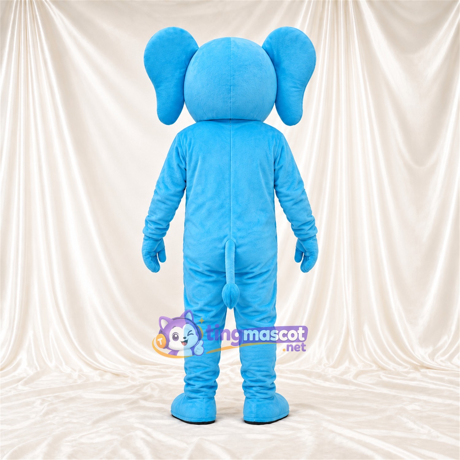 Maskottchenkostüm Elefant – blau – Lächelndes Gesicht; Langer Rüssel Maskottchenkostüm Elefant – blau – Lächelndes Gesicht; Langer Rüssel
