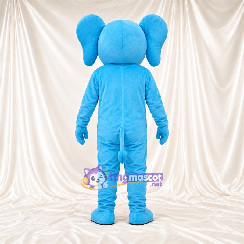 Maskottchenkostüm Elefant – blau – Lächelndes Gesicht; Langer Rüssel Maskottchenkostüm Elefant – blau – Lächelndes Gesicht; Langer Rüssel