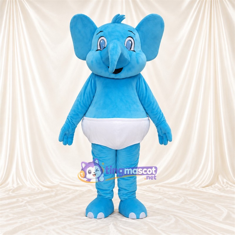 Costume de mascotte Éléphant – bleu – Short (blanc) Costume de mascotte Éléphant – bleu – Short (blanc)