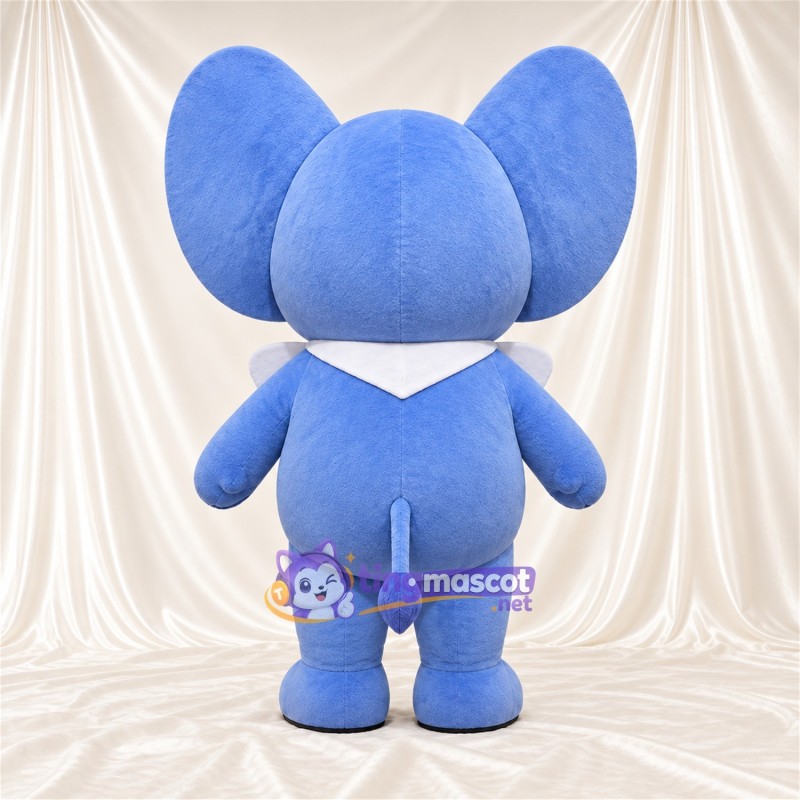 Costume de mascotte Éléphant – bleu – Col (blanc); Ventre (bleu) Costume de mascotte Éléphant – bleu – Col (blanc); Ventre (bleu)