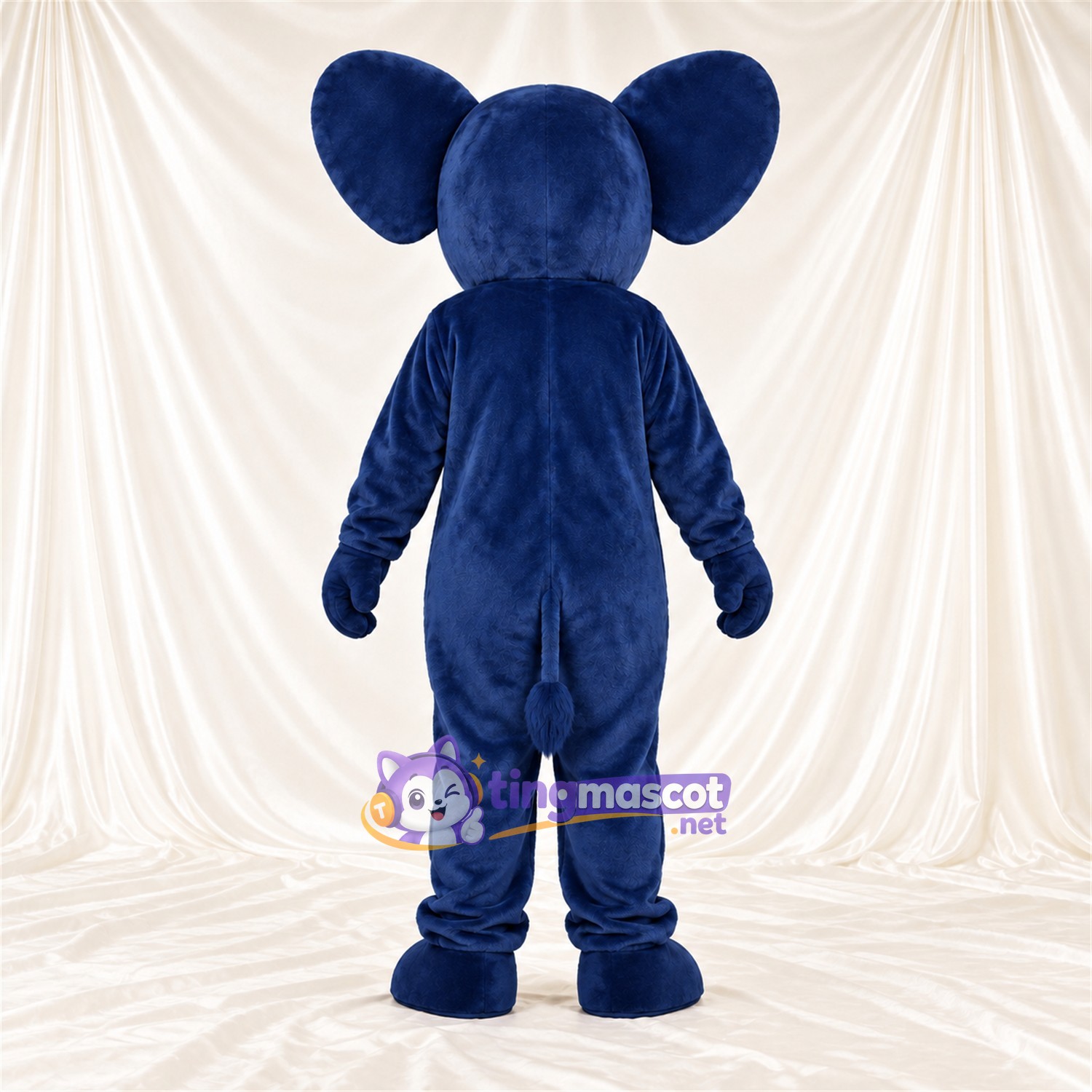 Blue Elephant Mascot Costume - Pink Trunk Tip and White Tusks Blue Elephant Mascot Costume - Pink Trunk Tip and White Tusks