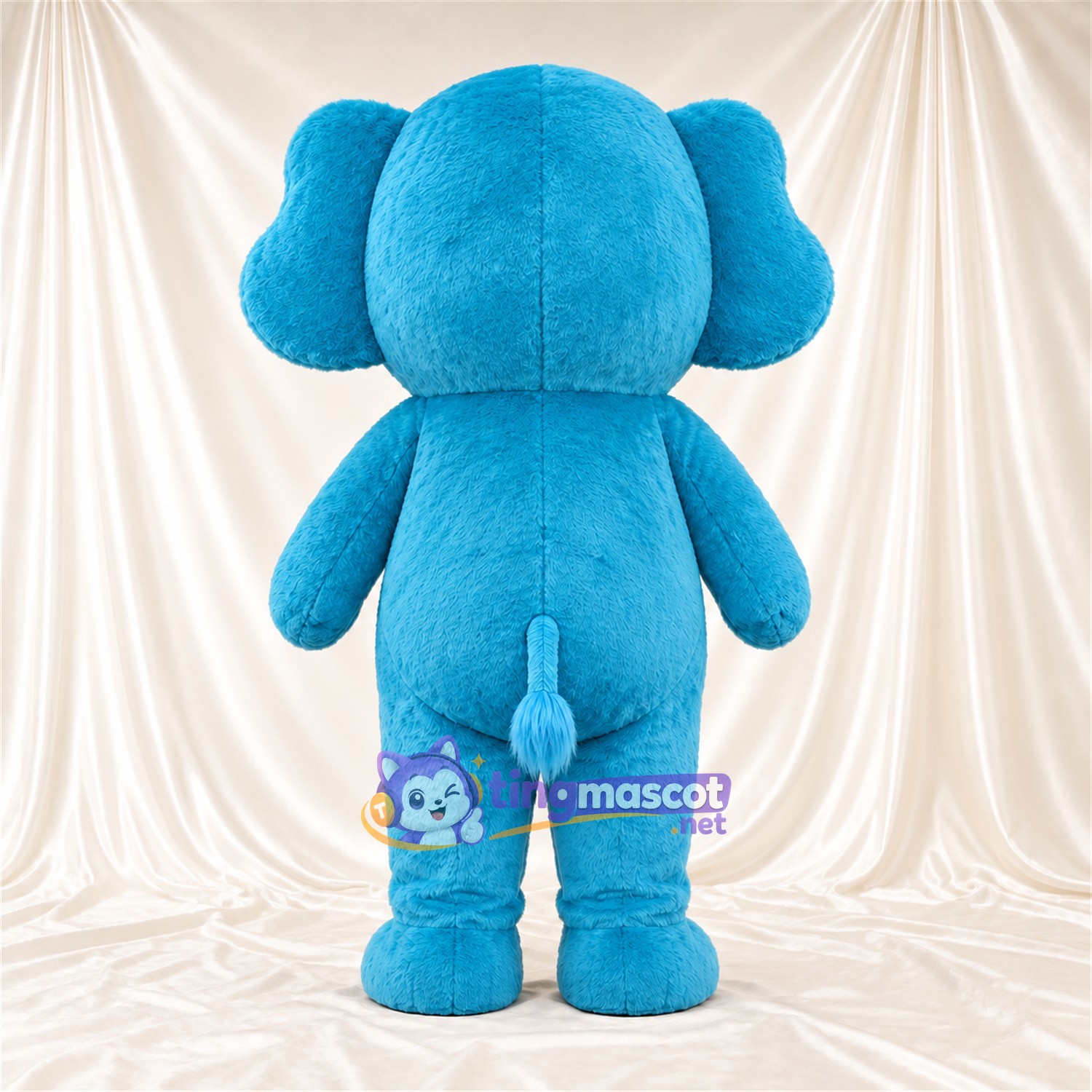Blue Elephant Mascot Costume - Pink Cheeks and Raised Trunk Blue Elephant Mascot Costume - Pink Cheeks and Raised Trunk