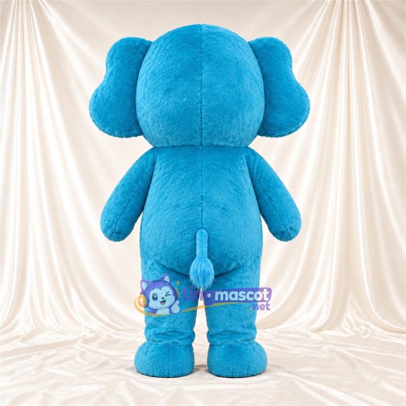 Blue Elephant Mascot Costume - Pink Cheeks and Raised Trunk Blue Elephant Mascot Costume - Pink Cheeks and Raised Trunk