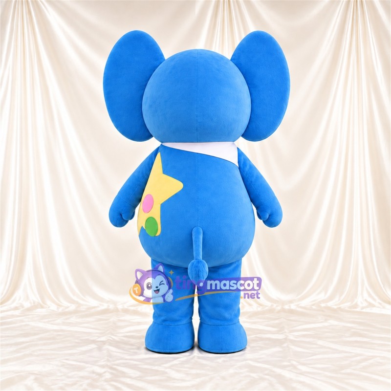 Maskottchenkostüm Elefant – blau – Stern (gelb) Maskottchenkostüm Elefant – blau – Stern (gelb)