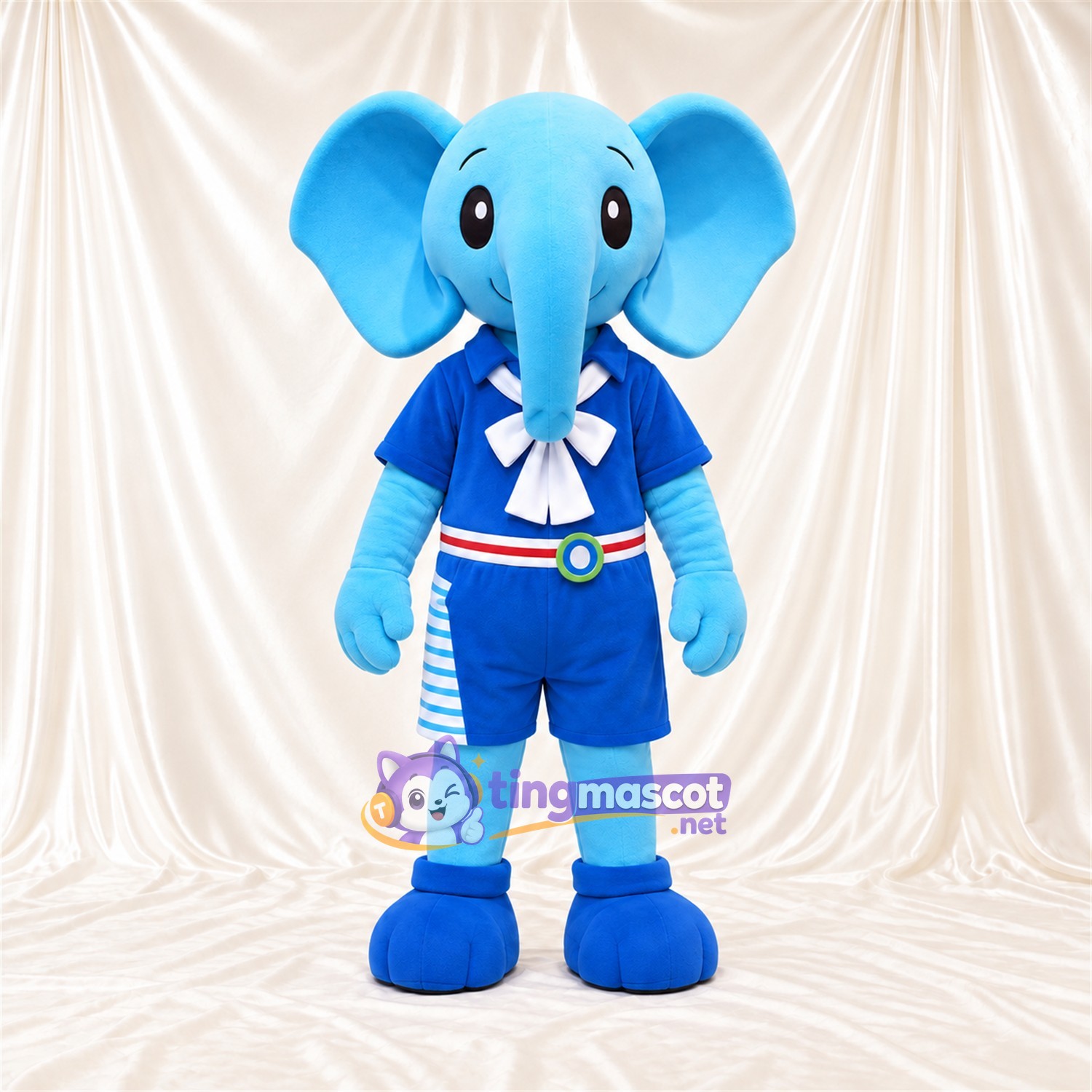 Blue Elephant Mascot Costume - Blue Sailor Outfit Blue Elephant Mascot Costume - Blue Sailor Outfit