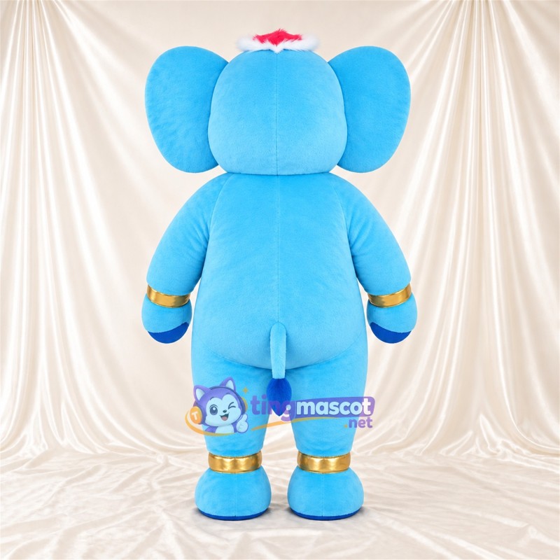 Blue Elephant Mascot Costume - Gold Cuffs Blue Elephant Mascot Costume - Gold Cuffs