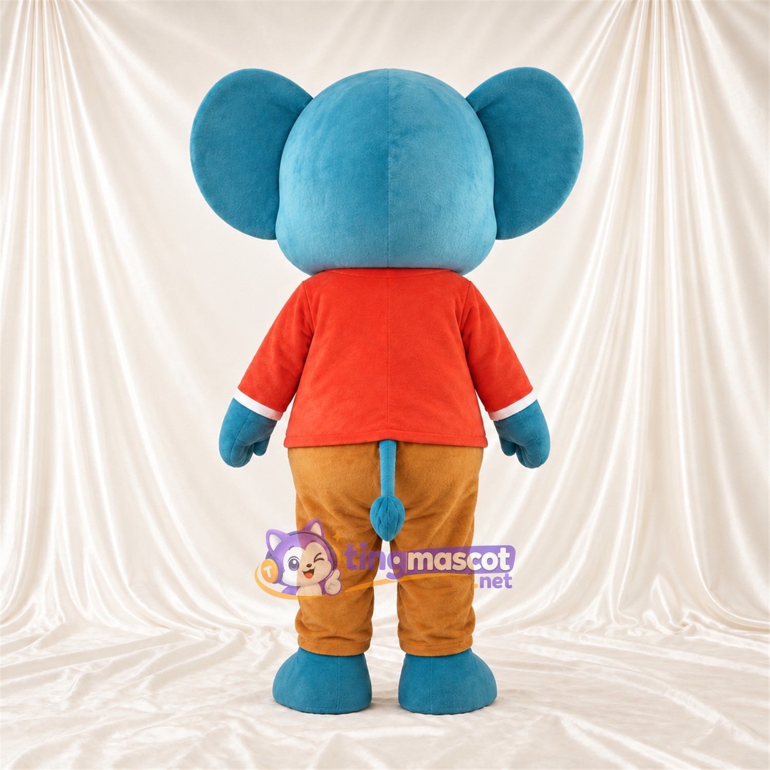 Costume de mascotte Éléphant – bleu – Chemise (rouge); Pantalon (brun clair) Costume de mascotte Éléphant – bleu – Chemise (rouge); Pantalon (brun clair)