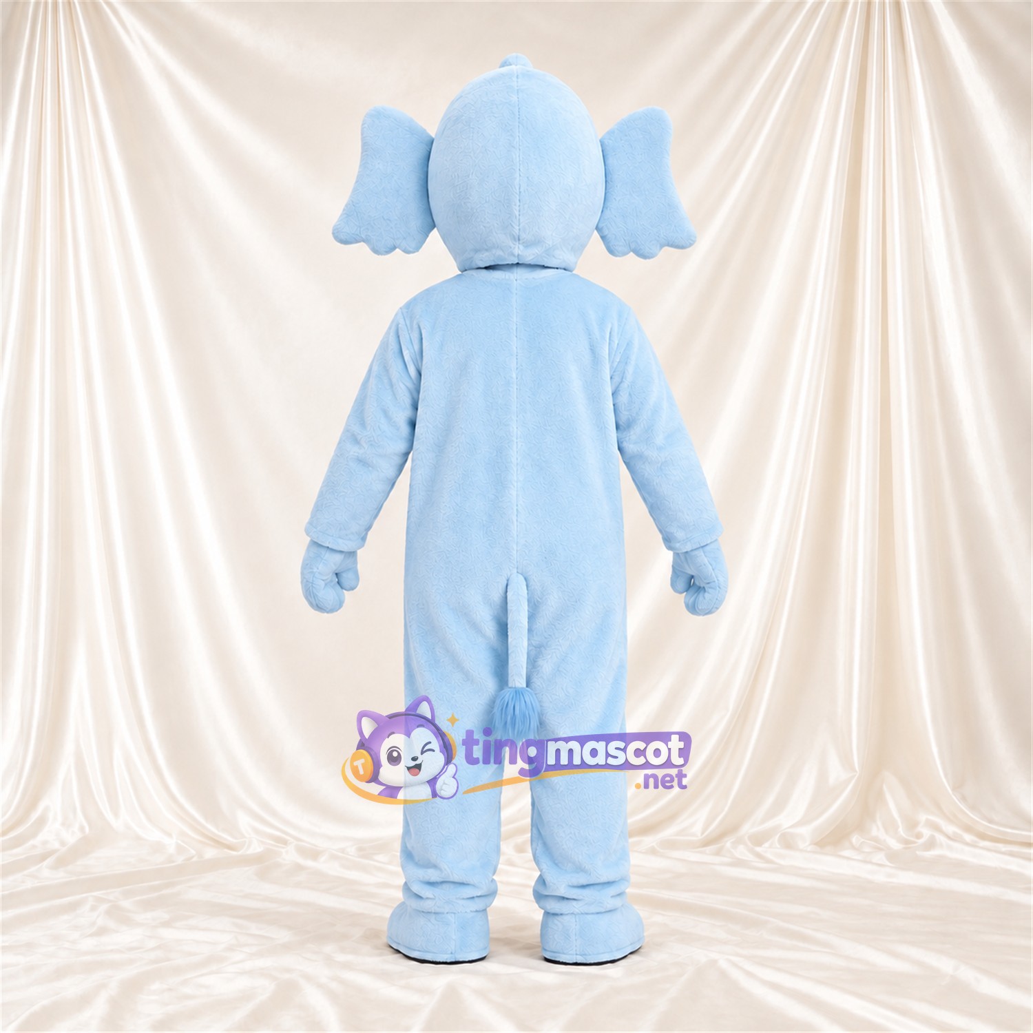 Maskottchenkostüm Elefant – blau – Lächelndes Gesicht; Rüssel Maskottchenkostüm Elefant – blau – Lächelndes Gesicht; Rüssel