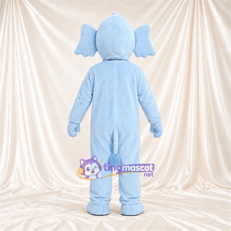 Maskottchenkostüm Elefant – blau – Lächelndes Gesicht; Rüssel Maskottchenkostüm Elefant – blau – Lächelndes Gesicht; Rüssel