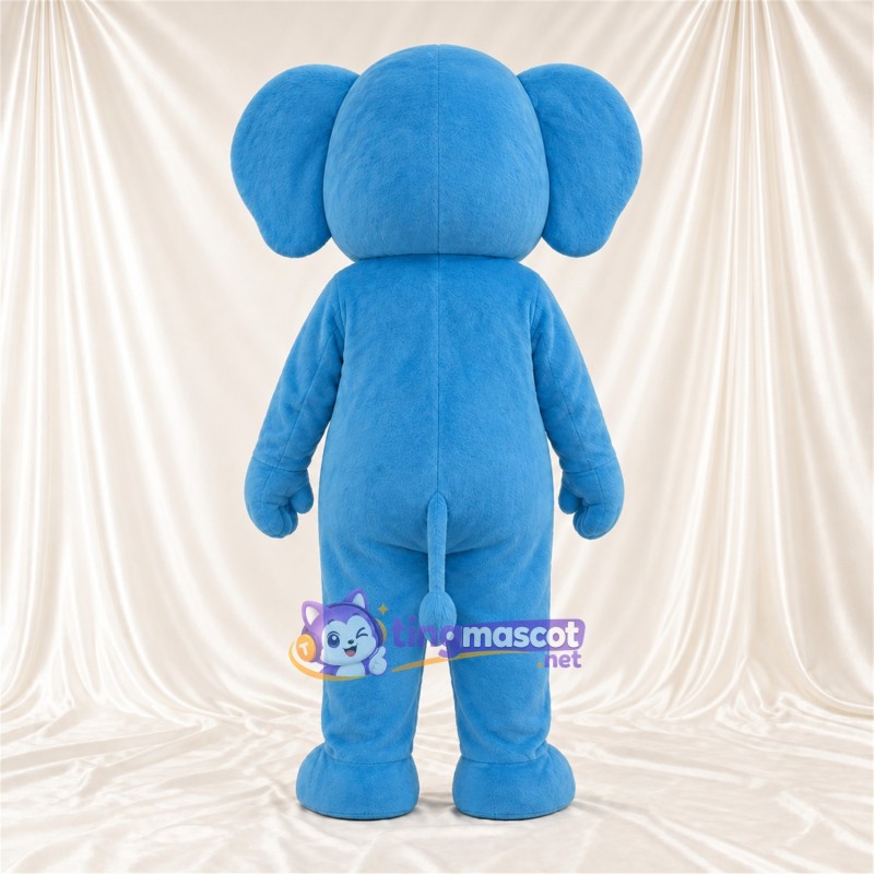 Blue Elephant Mascot Costume - Curled Trunk and White Tusks Blue Elephant Mascot Costume - Curled Trunk and White Tusks