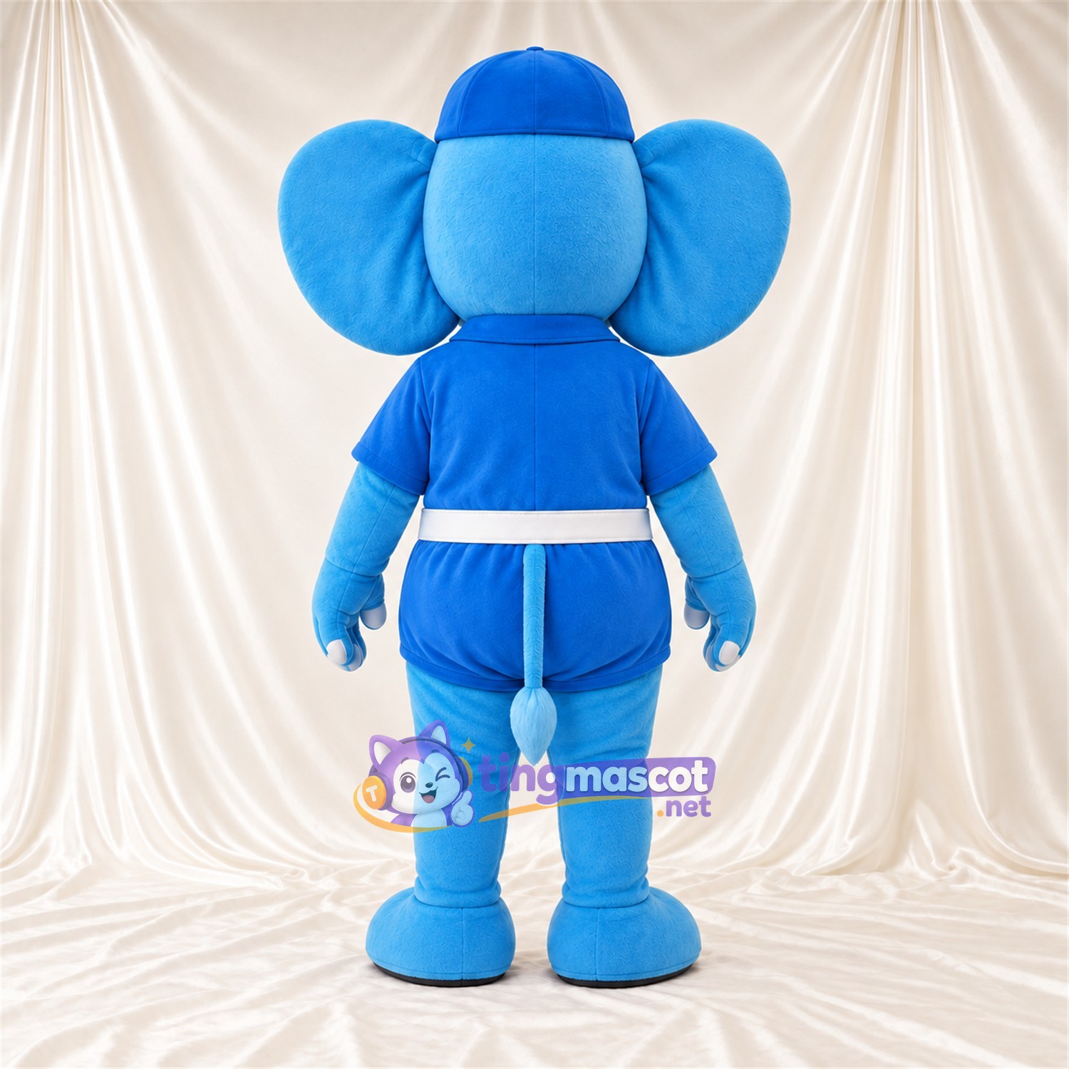 Blue Elephant Mascot Costume - Blue Outfit and Cap Blue Elephant Mascot Costume - Blue Outfit and Cap