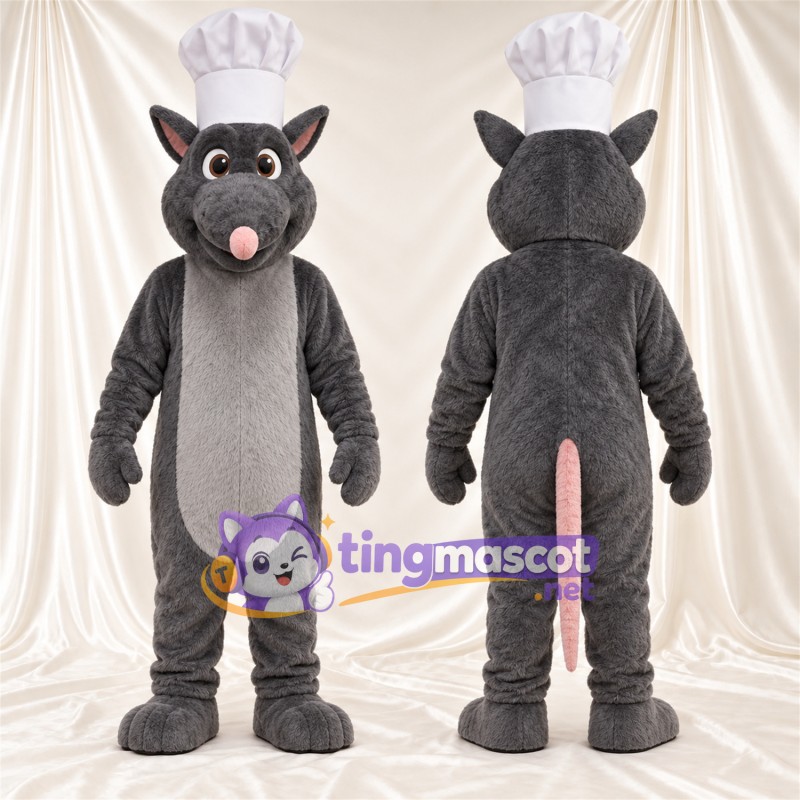 Maskottchenkostüm Ratte – grau – Kochmütze