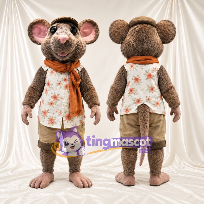 Maskottchenkostüm Ratte – braun – Weste; Shorts (hellbraun)
