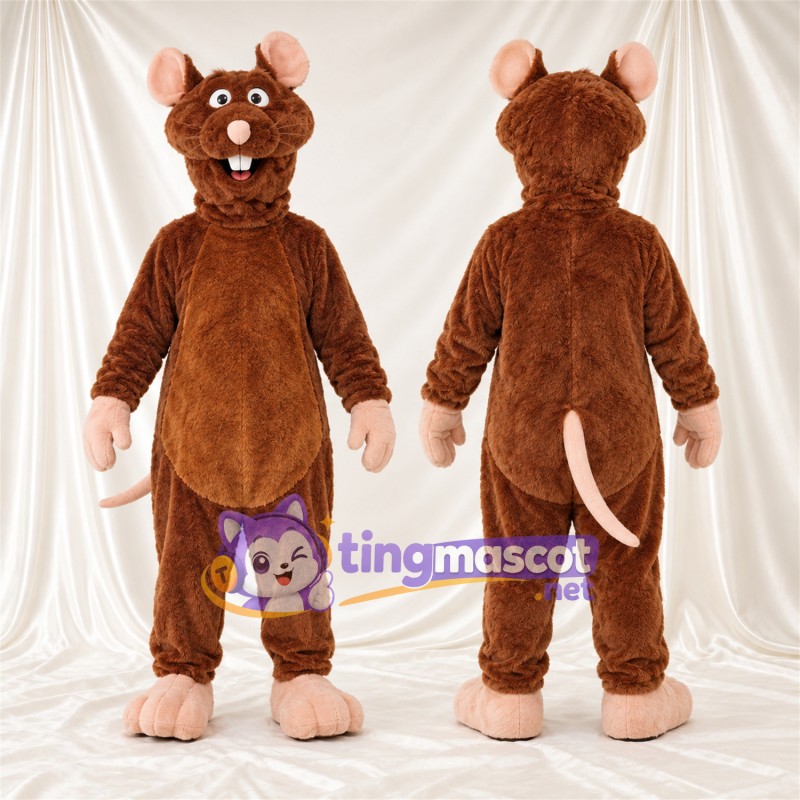 Maskottchenkostüm Ratte – braun – Hände (rosa); Füße (rosa)