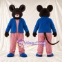 Black Mouse Mascot Costume - Blue Jacket and Pink Pants