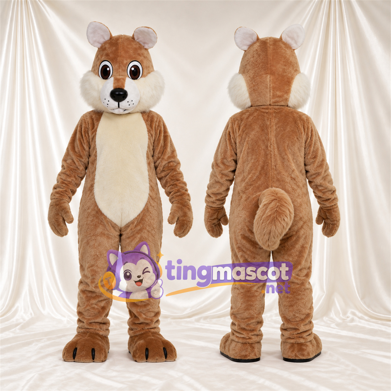 Costume de mascotte Hamster – brun clair – Ventre (crème) Costume de mascotte Hamster – brun clair – Ventre (crème)