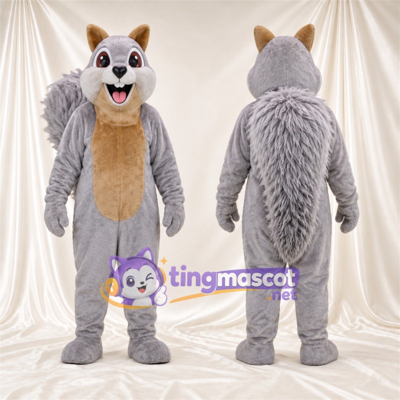 Costume de mascotte Écureuil – gris – Ventre (brun clair)