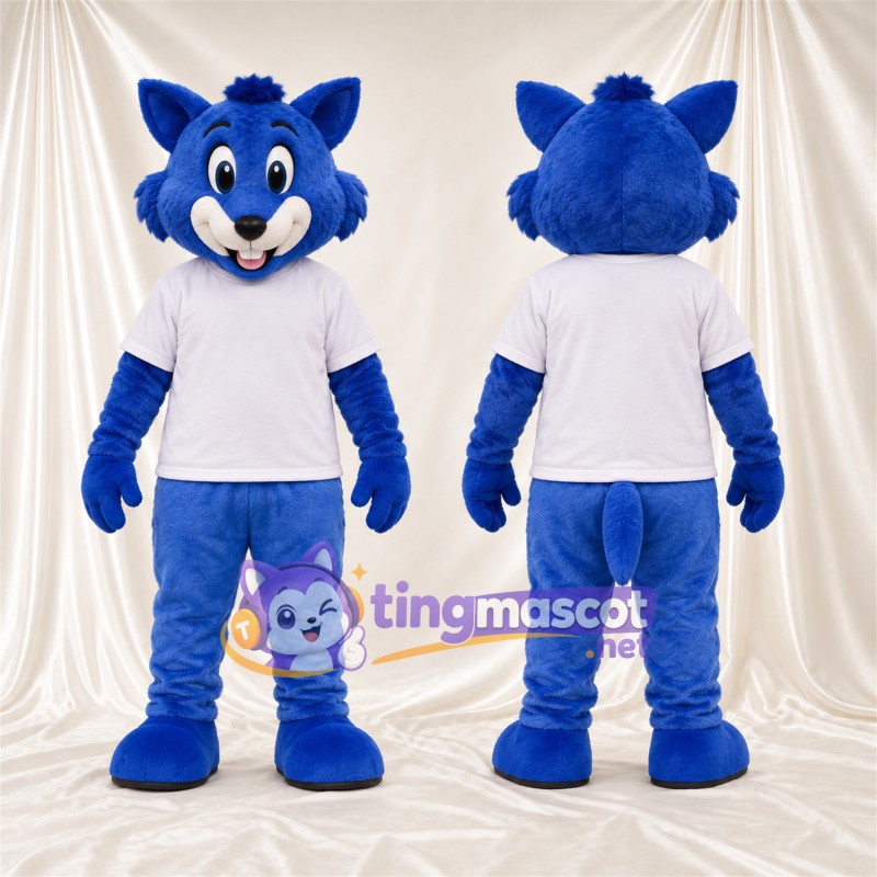 Costume de mascotte Chien – bleu – Chemise (blanc); Pantalon (bleu)