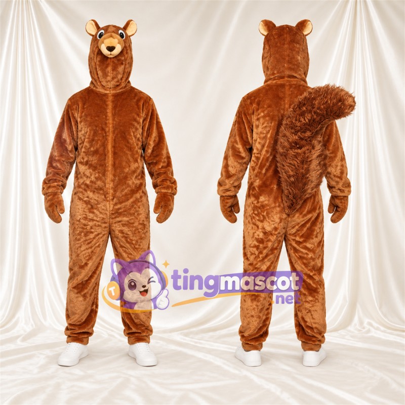 Maskottchenkostüm Eichhörnchen – braun – Buschiger Schwanz; Zehenspitzen (weiß)