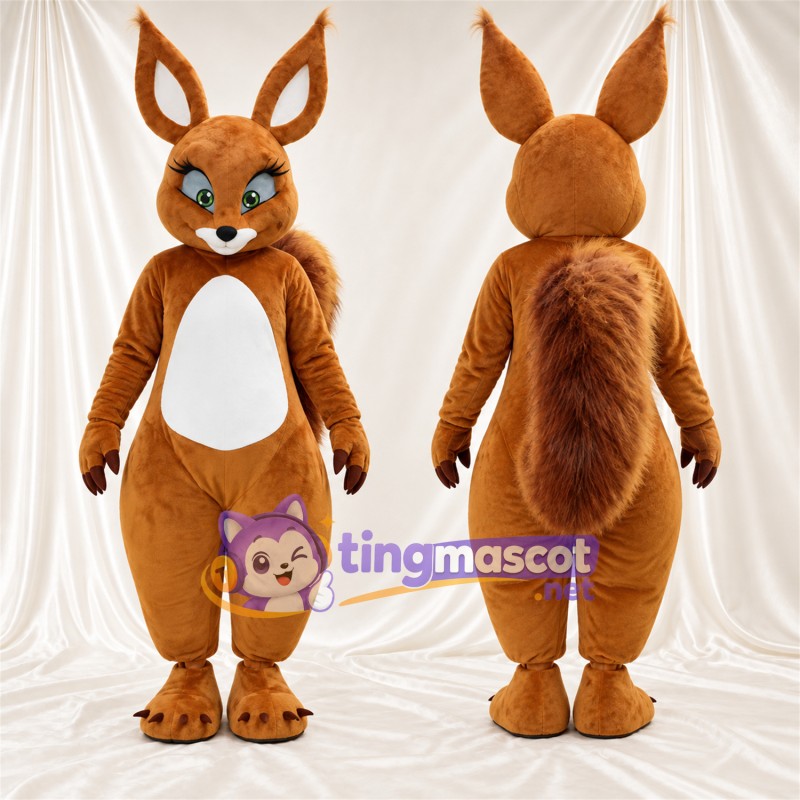 Maskottchenkostüm Eichhörnchen – orange / weiß – Bauch (weiß); Buschiger Schwanz