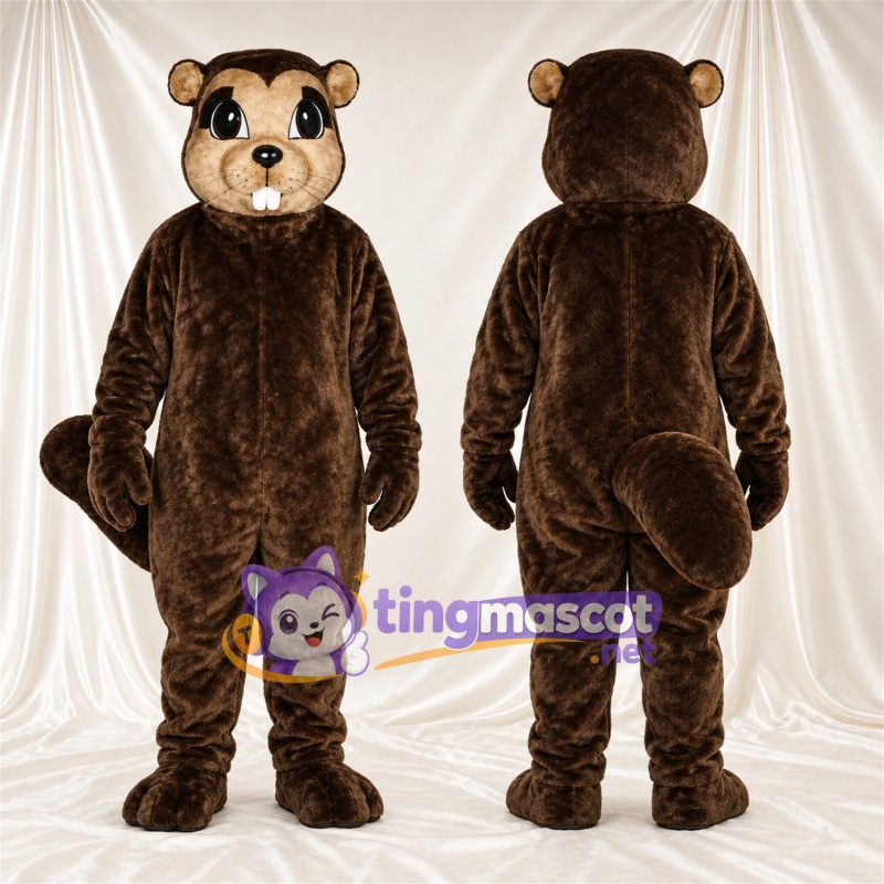 Maskottchenkostüm Eichhörnchen – braun – Buschiger Schwanz; Schnauze (creme)