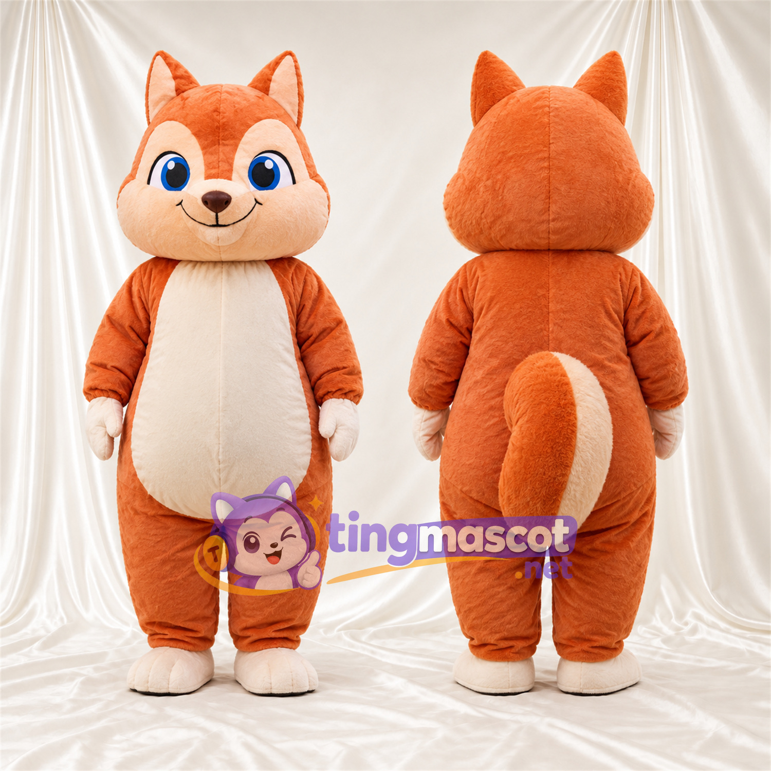 Maskottchenkostüm Eichhörnchen – orange / creme Maskottchenkostüm Eichhörnchen – orange / creme