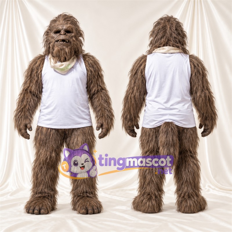 Maskottchenkostüm Affe – braun – Tanktop (weiß)