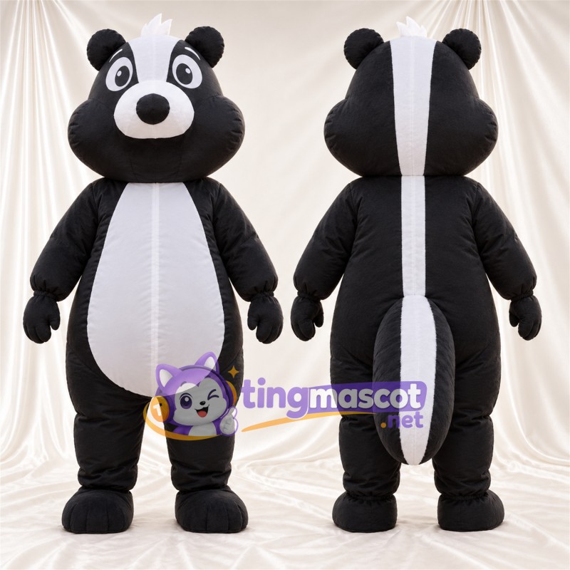 Black and White Skunk Mascot Costume - Round Belly and White Belly