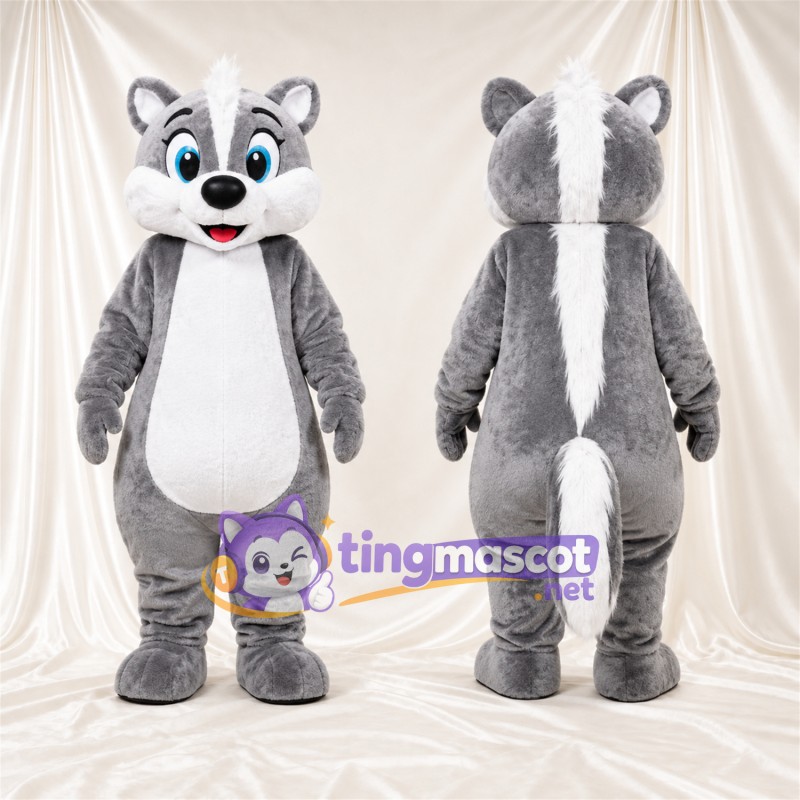 Costume de mascotte Mouffette – gris / blanc