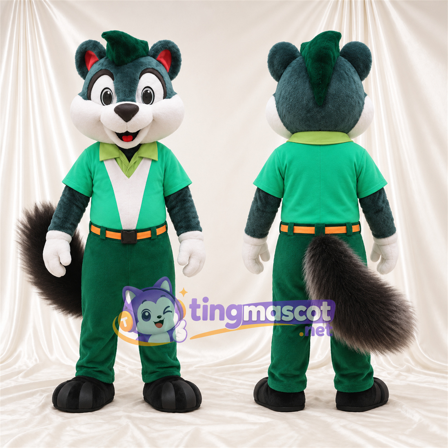 Maskottchenkostüm Stinktier – grün / weiß – Hemd (grün); Hose Maskottchenkostüm Stinktier – grün / weiß – Hemd (grün); Hose