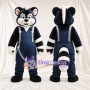 Black and White Raccoon Mascot Costume - Navy Overalls