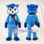 Blue and White Fox Mascot Costume - Blue Outfit, Hat and Shoulder Bag