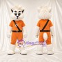 Costume de mascotte Renard – blanc – Tenue (orange); Bandoulière (noir)
