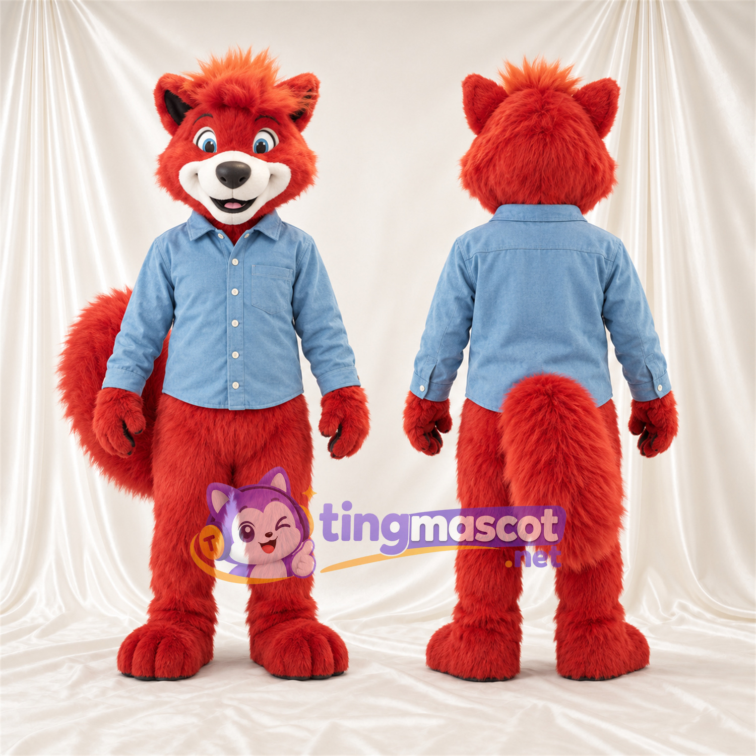 Costume de mascotte Panda roux – rouge – Chemise Costume de mascotte Panda roux – rouge – Chemise