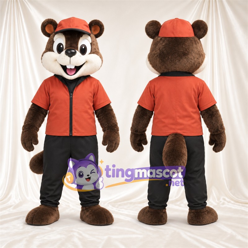 Maskottchenkostüm Roter Panda – braun – Jacke (rot); Kappe (rot)