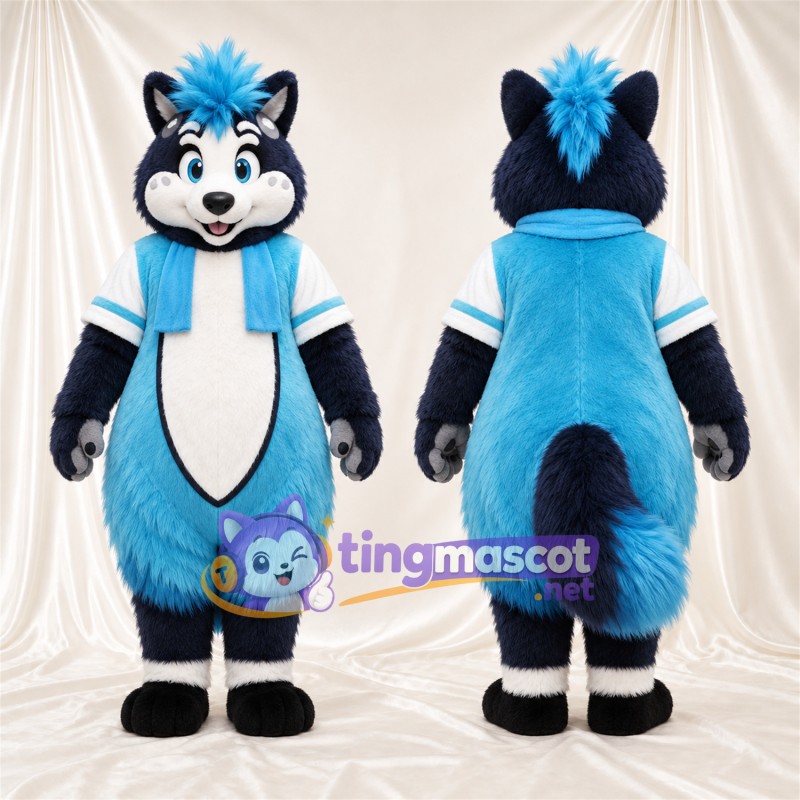 Costume de mascotte Mouffette – bleu / noir / blanc – Chemise