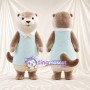 Costume de mascotte Loutre – brun clair – Robe (bleu clair); Nœud papillon (blanc)