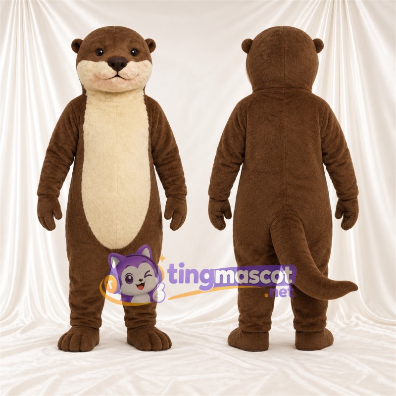 Brown and White Otter Mascot Costume - Cream Belly and Cream Muzzle