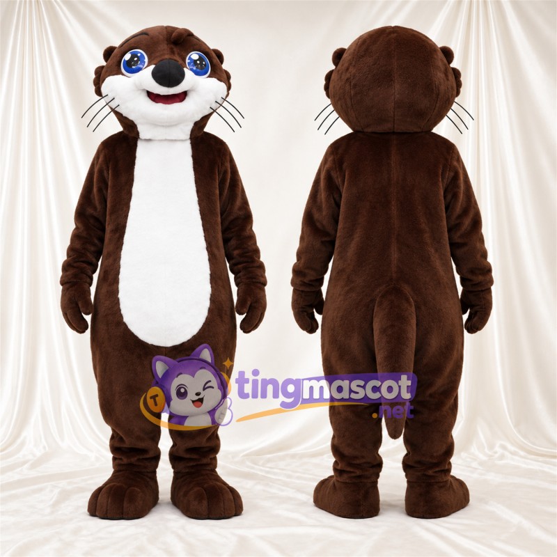 Brown and White Otter Mascot Costume - Blue Eyes and White Whiskers