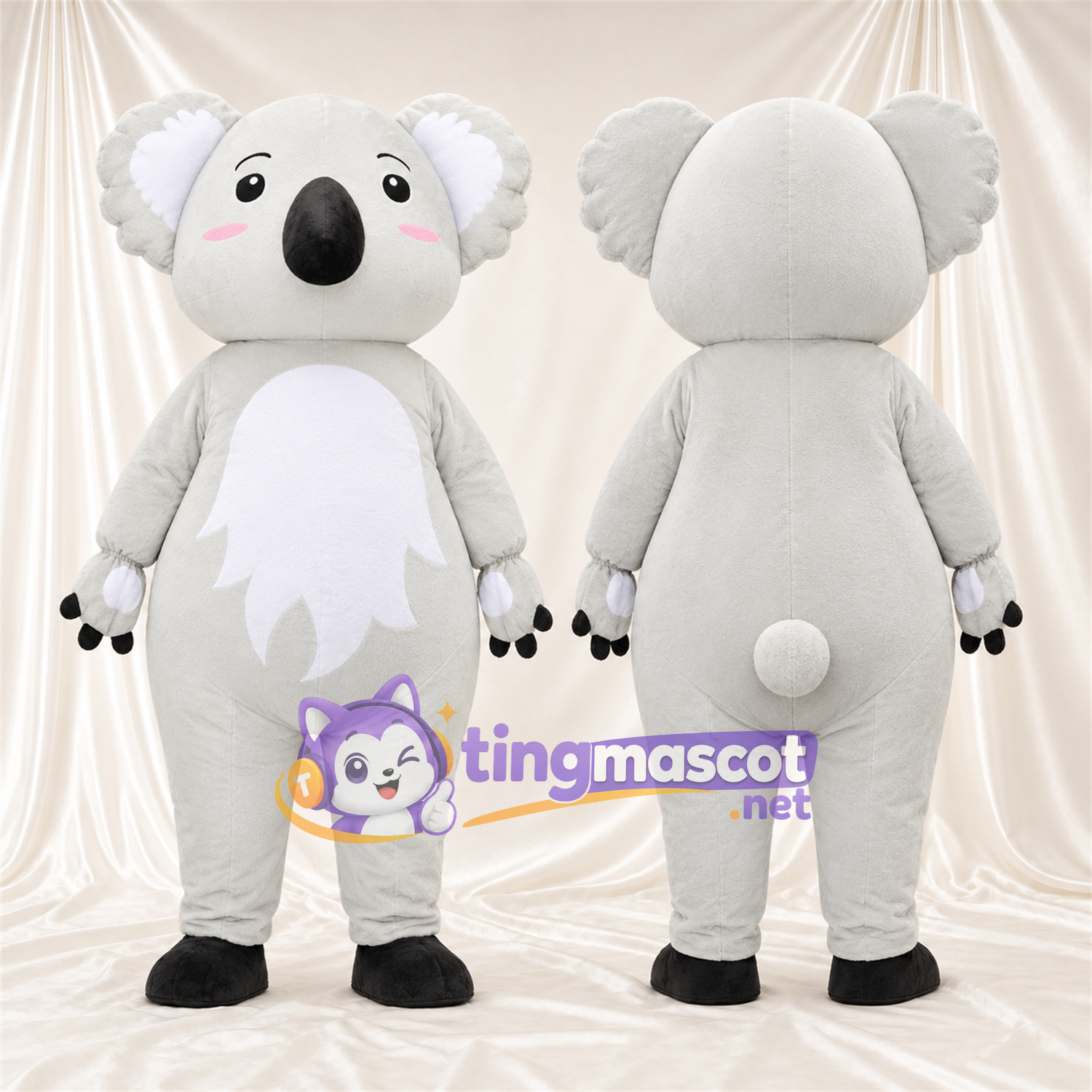 Costume de mascotte Koala – blanc – Feuille; Ventre (blanc) Costume de mascotte Koala – blanc – Feuille; Ventre (blanc)