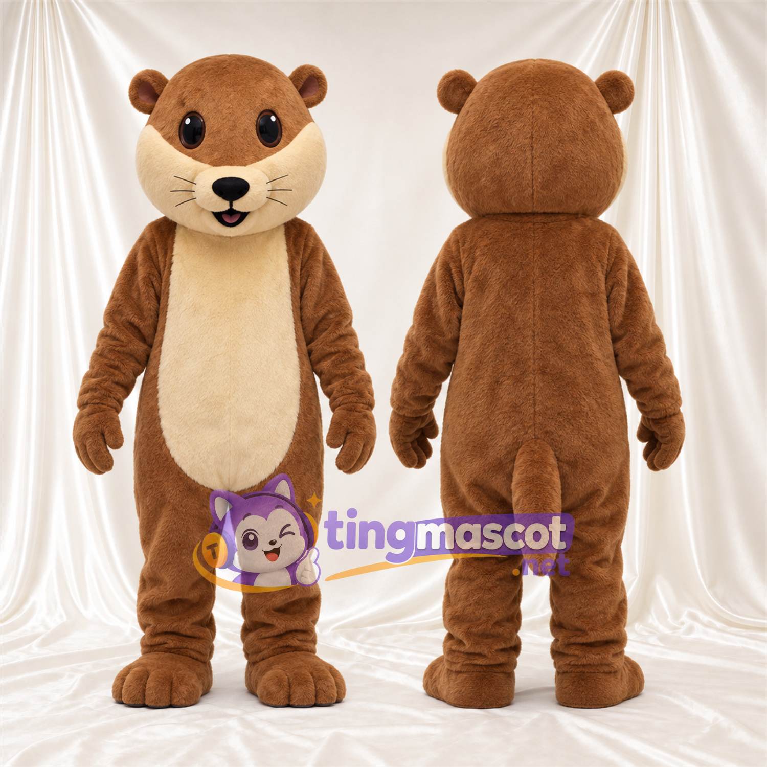 Maskottchenkostüm Otter – braun – Bauch (creme); Kopf Maskottchenkostüm Otter – braun – Bauch (creme); Kopf