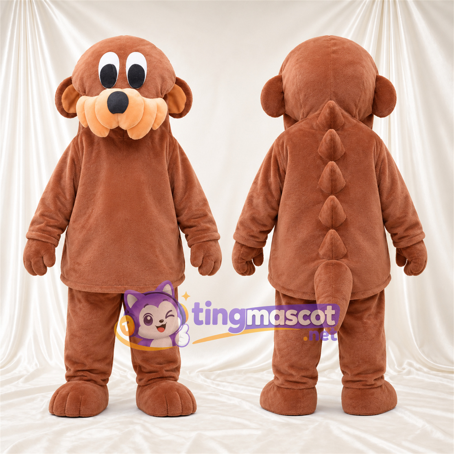 Brown Fantasy Creature Mascot Costume - Back Spikes and Long Tail Brown Fantasy Creature Mascot Costume - Back Spikes and Long Tail