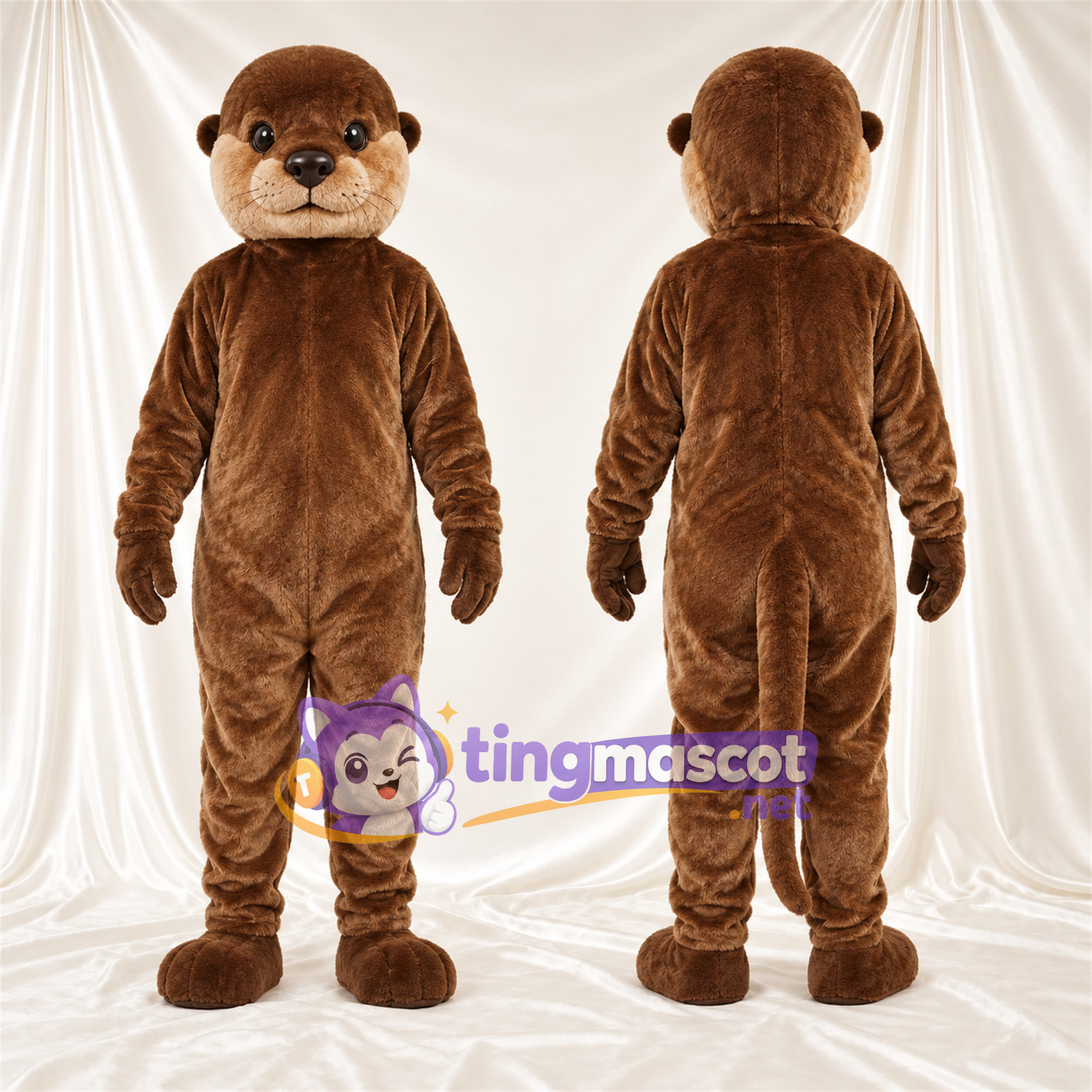 Costume de mascotte Loutre – marron – Petites oreilles rondes; Museau (brun clair) Costume de mascotte Loutre – marron – Petites oreilles rondes; Museau (brun clair)