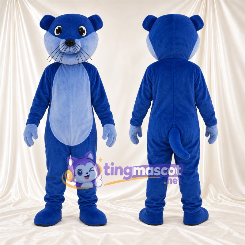 Blue Mouse Mascot Costume - Light Blue Belly and White Whiskers