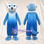 Blue Otter Mascot Costume - Pearl-Style Necklaces and Blue Jumpsuit